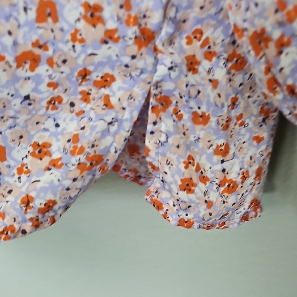 Cupcakes & Cashmere Lavender and Orange Ditzy Floral Long Sleeve Blouse Large - Picture 6 of 9